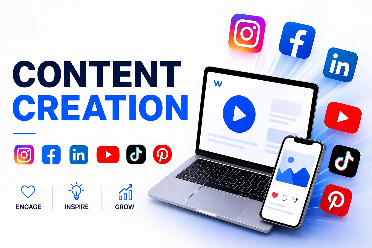 Content Creation Agency Delhi — Instagram, Facebook, LinkedIn, YouTube, TikTok, Pinterest