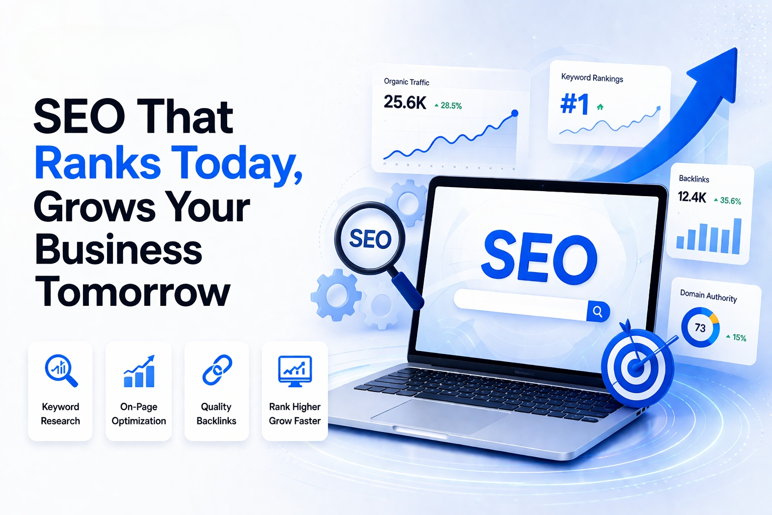 SEO Agency Delhi — #1 keyword rankings, 25.6K organic traffic, Domain Authority 73